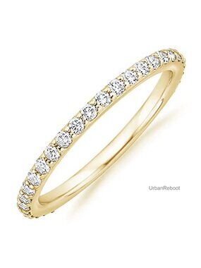 Gold Plated Eternity Ring Stackable CZ Band Wedding Jewelry